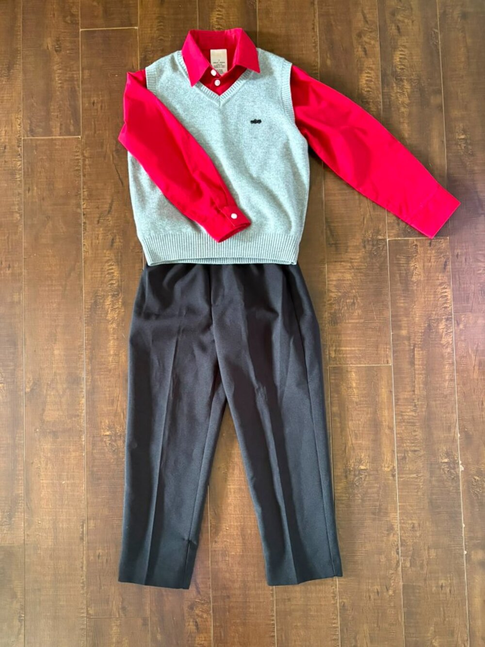 Boys Size 7 Dress Outfit – Andy & Evan Vest, Red Shirt & Black Pants